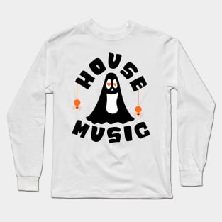 HOUSE MUSIC - Halloween Vibes (Black/Orange) Long Sleeve T-Shirt